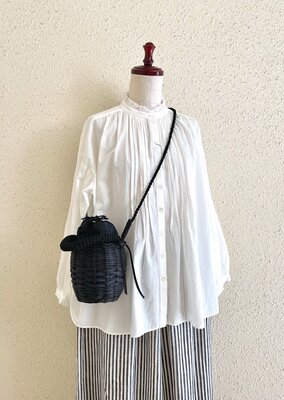 日本代购直邮 Bilitis dix-sept ans蝴蝶结藤编水桶包小号/大号