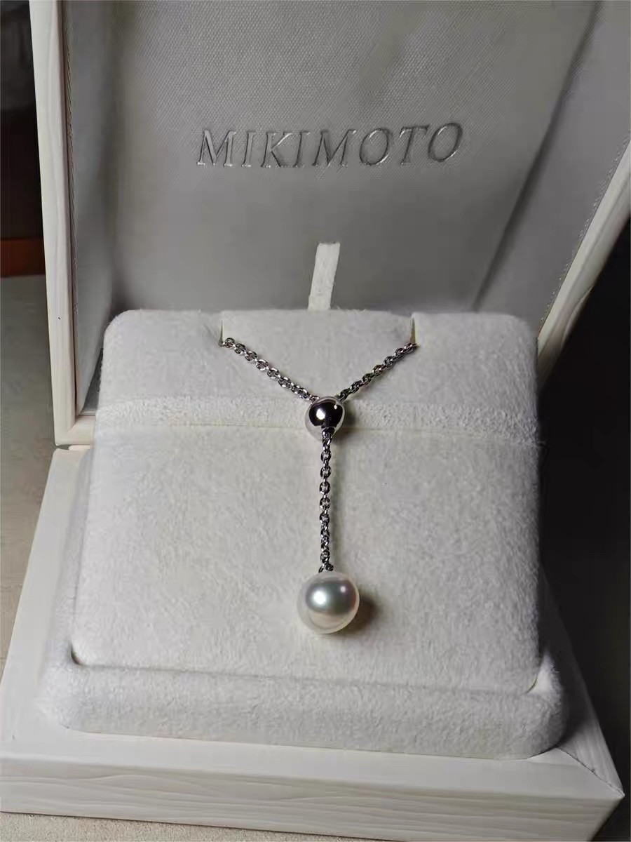 日本专柜MIKIMOTO御木本Akoya珍珠白金Y字可调节项链毛衣链 现货