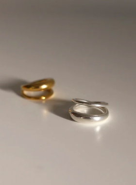 时尚双环戒指925银TEN.日系