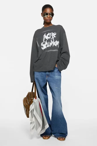 日本购 acne studio长袖圆领T恤26/4 不退换 宽松字母