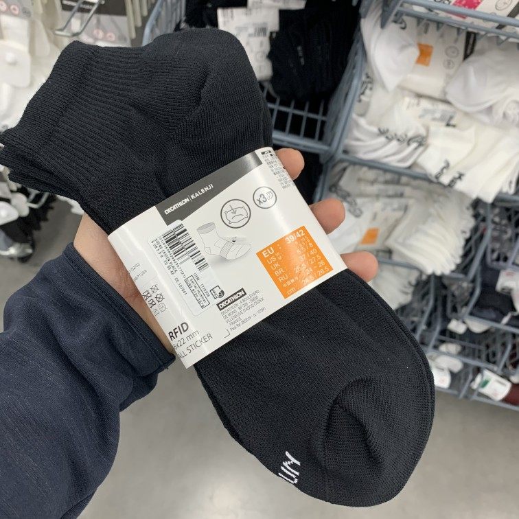 迪卡侬跑步袜子棉防臭舒适运动三双装透气排汗男女kalenji 短袜打