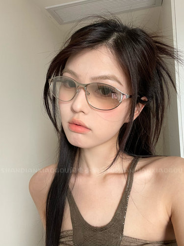 闪电小狗*复古未来科技感金属猫眼墨镜女防紫外线凹造型太阳眼镜