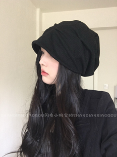 定制褶皱剪裁桶帽冷帽*显脸小保暖遮耳帽子潮日系帽子