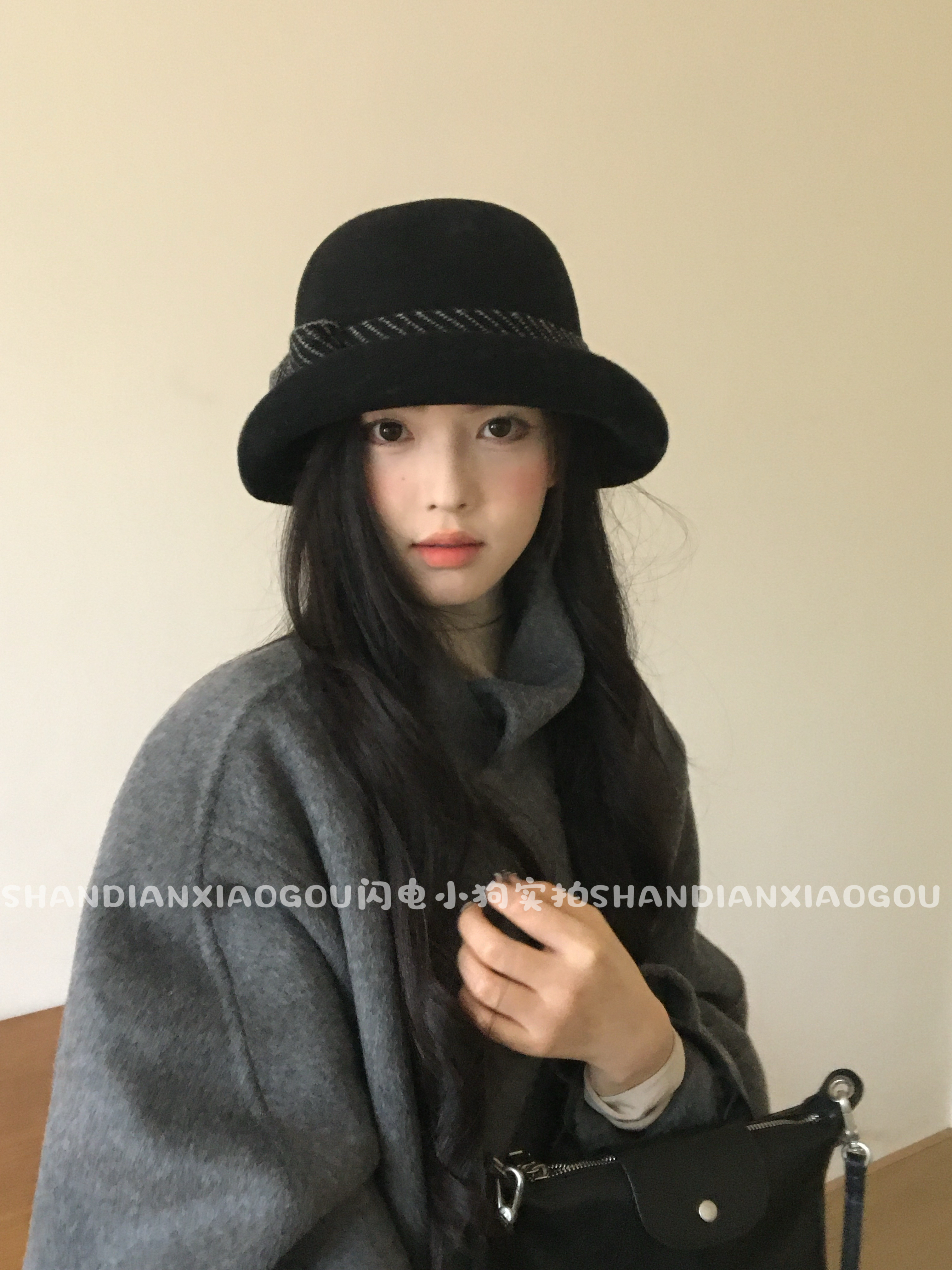 羊毛礼帽【北海道の雪】女秋冬季韩版百搭遮脸渔夫帽潮ins风法式