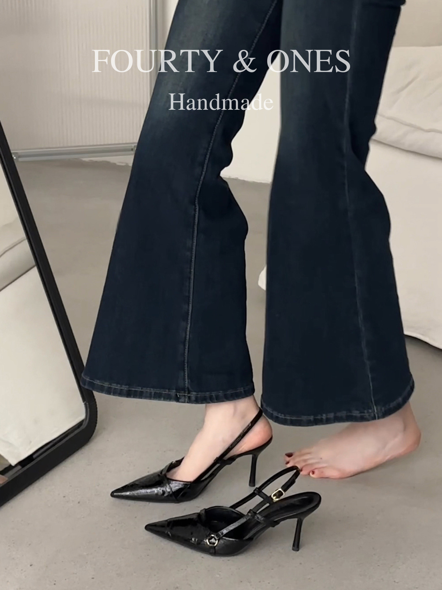 Qadın arxası açıq stiletto sandalet, qara dəri mule ayaqqabı