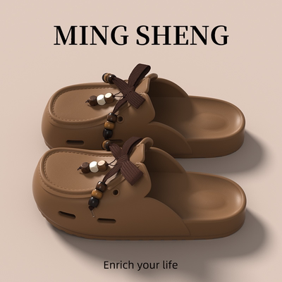 绑带珠子包头夏季拖鞋女外穿防撞防滑溪水沙滩舒适厚底勃肯凉拖鞋