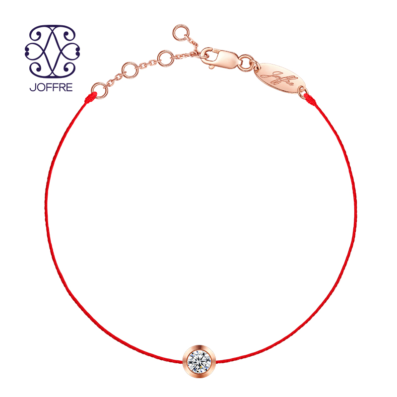 中国红绳Joffre Luna小红绳女士本命年全绳钻石手链白18K玫瑰金