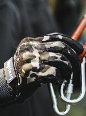 「夏季」透气军事战术机车摩托骑行迷彩拼真皮户外手套