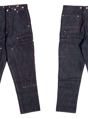 「福禄车库」 凯夫拉男复古原牛秋冬防摔骑行摩托机车工装牛仔裤