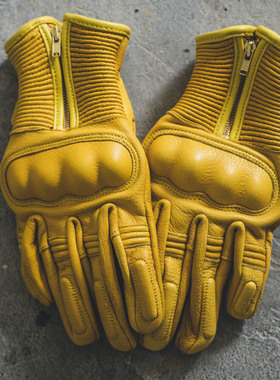 「山羊皮」复古机车摩托真皮骑行防摔山羊皮哈雷男女手套春秋冬季