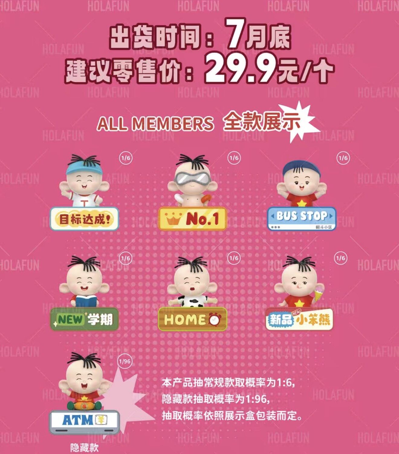 HOLAFUN小胖图图冰箱贴系列盲盒手办