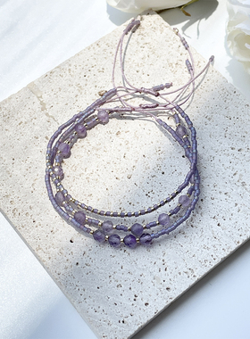 女生天然紫水晶文艺成功上岸手链