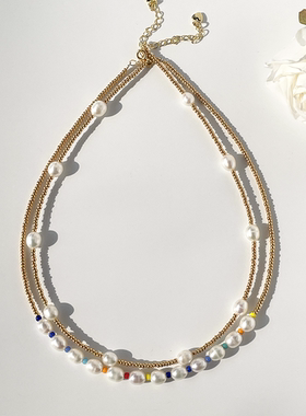 青春少女彩色串珠项链锁骨链
