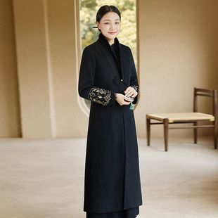 外套改良居士服旗袍外搭加厚 上衣新款 禅意茶服女秋冬季 中国风唐装
