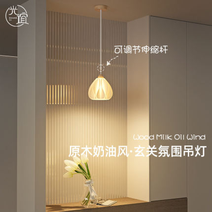 法式复古玄关小吊灯门厅过道氛围灯卧室床头吊线灯奶油风可伸缩