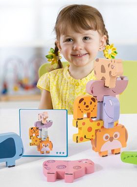 CPCE跨境木质动物叠叠乐平衡叠叠高儿童益智玩具挑战亲子互动木制