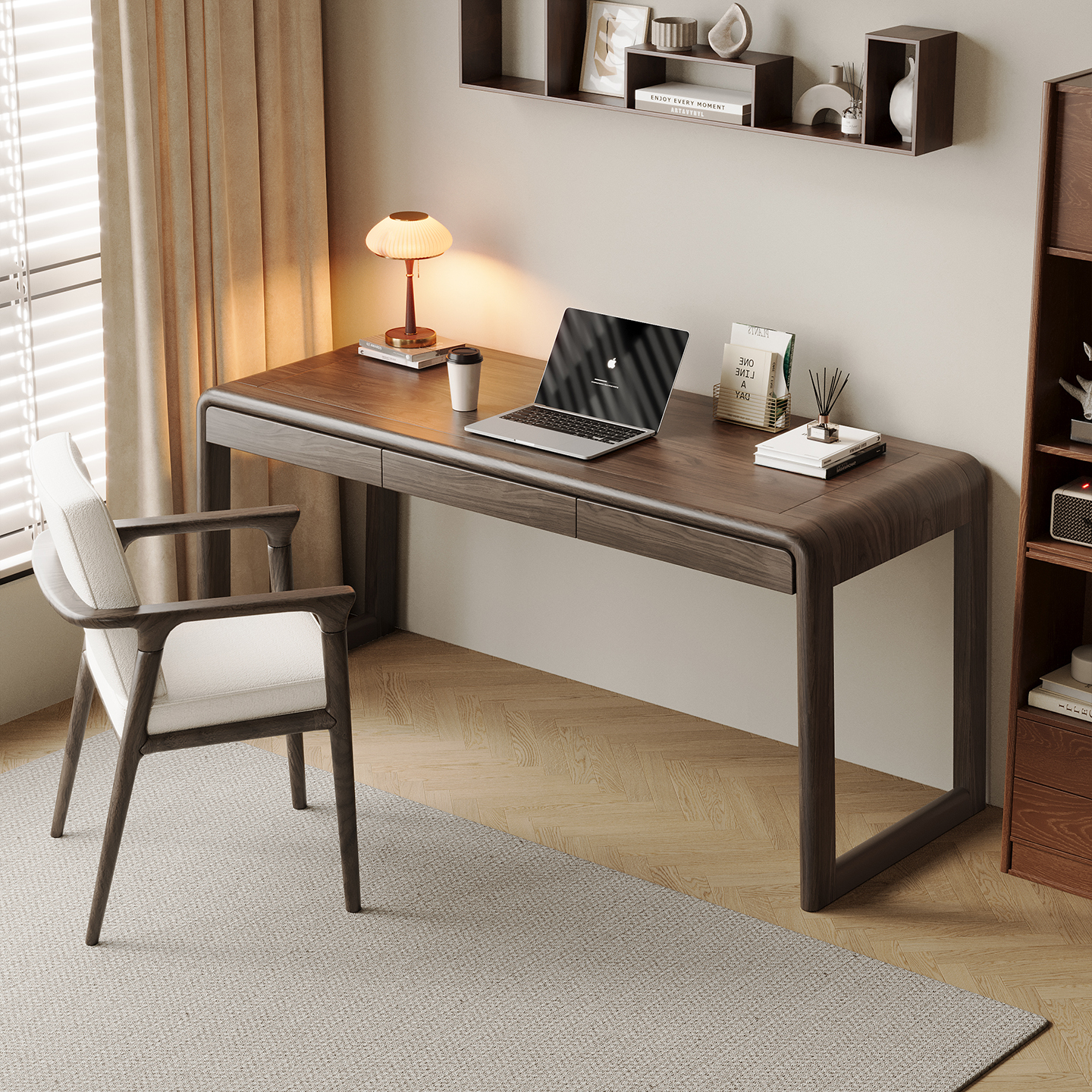 老榆木实木电脑桌小户型