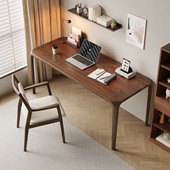 新款 胡桃木电脑桌椅写字实木学习书桌台式 家用卧室工作办公电竞桌