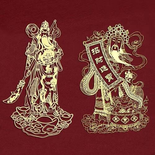 财神爷关公赵公明手机贴背面贴纸