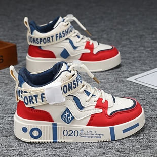 秋冬款儿童高帮运动鞋男童鞋子小学生40码42青少年板鞋中大童单靴