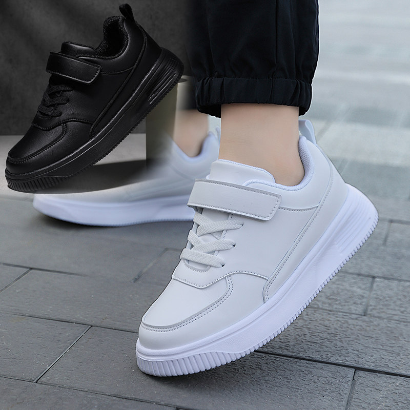 春秋新款皮面儿童白色运动鞋男童鞋子全黑色小女孩青少年学生板鞋,童鞋/婴儿鞋/亲子鞋,板鞋,淘宝优惠券,粉丝福利购,淘宝优惠卷