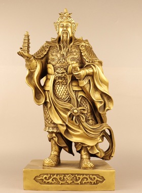2023新款黄铜托塔李天王李靖摆件家居装饰创意礼品工艺品一件代发