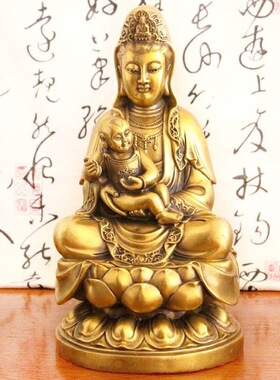 铜观音佛像摆件求子送子观音南海观世音娘娘平安佛铜像家居摆件