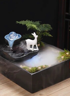 招财流水摆件水车水循环风水球客厅创意家居加湿器装饰品开业礼品