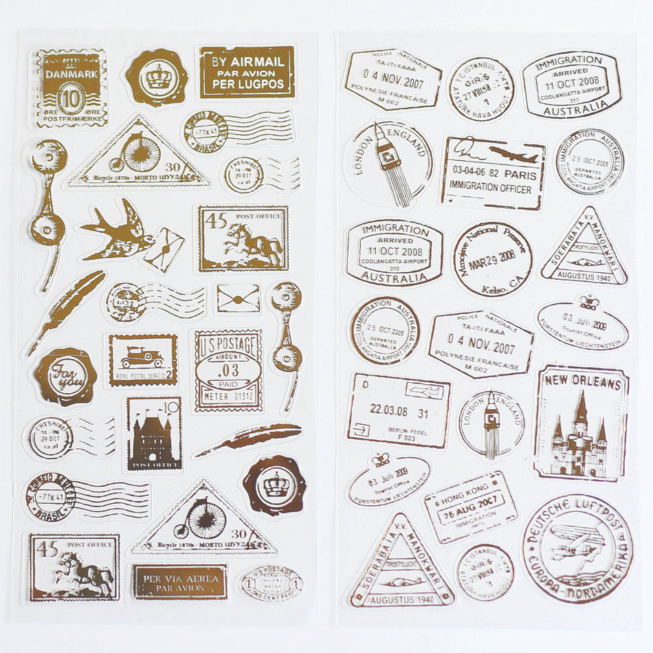 覆古透明邮戳 星球烫金箱贴纸 防水日记 手账装饰贴邮票造型贴画,3C数码配件,USB多功能数码宝,淘宝优惠券,粉丝福利购,淘宝优惠卷