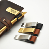 TN旅行笔记本配件复古黄铜笔夹金属手帐本仿牛皮活页本手账小夹子