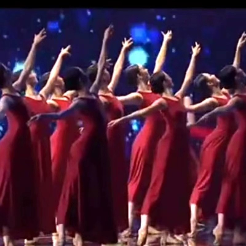红舞裙映山红舞蹈演出服现代舞连衣裙歌伴舞中国风芭蕾舞练功艺考
