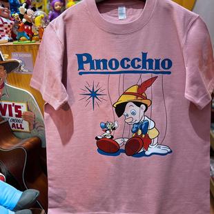 纯棉265克重磅圆领情侣T恤短袖 美式 匹诺曹木偶小人 vintage 复古