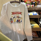 复古 vintage 花生动漫布朗 美式 三本针300克重磅磨毛厚男女长袖