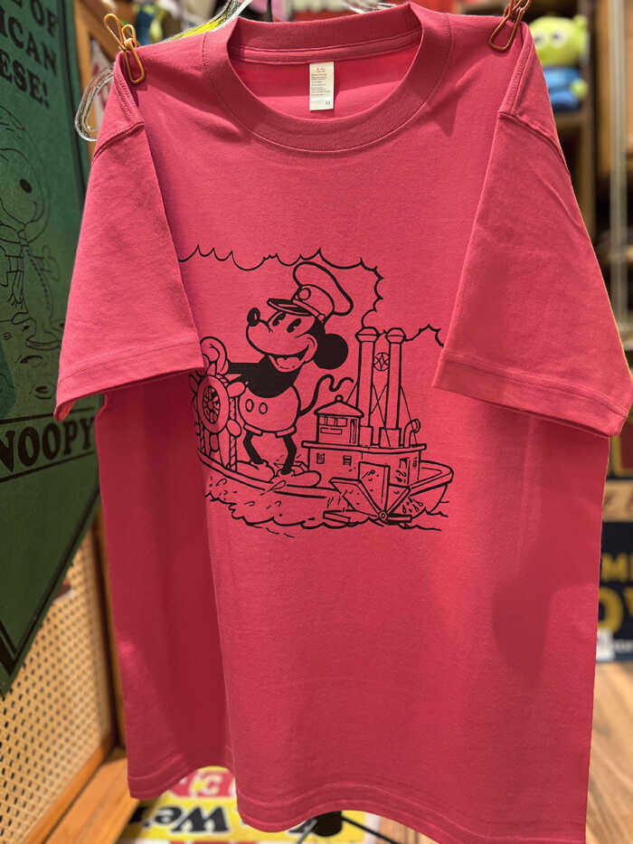 美式复古 vintage 趣味米老鼠 220克小领口玫红色纯棉男女情侣T恤,女装/女士精品,T恤,淘宝优惠券,粉丝福利购,淘宝优惠卷