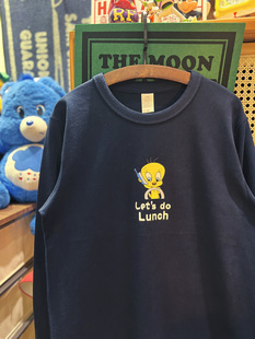 磨毛300克重磅男女情侣长袖 美式 卡通小鸟童趣 vintage T恤 复古