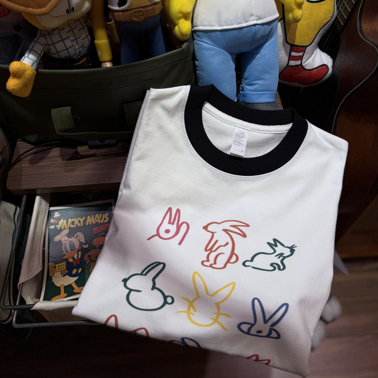 美式复古 vintage 卡通趣味布朗小兔子  拼色纯棉重磅男女情侣T恤,女装/女士精品,T恤,淘宝优惠券,粉丝福利购,淘宝优惠卷