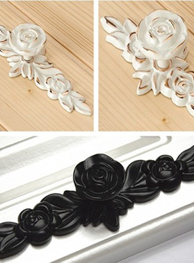 黑色玫瑰花拉手欧式象牙白色美式家具简欧衣柜门把手单孔大门拉手
