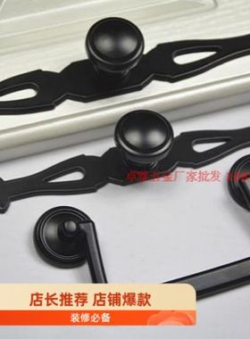 亮黑色拉手美式衣柜门把手北欧橱柜抽屉现代简约96mm吊拉手大号