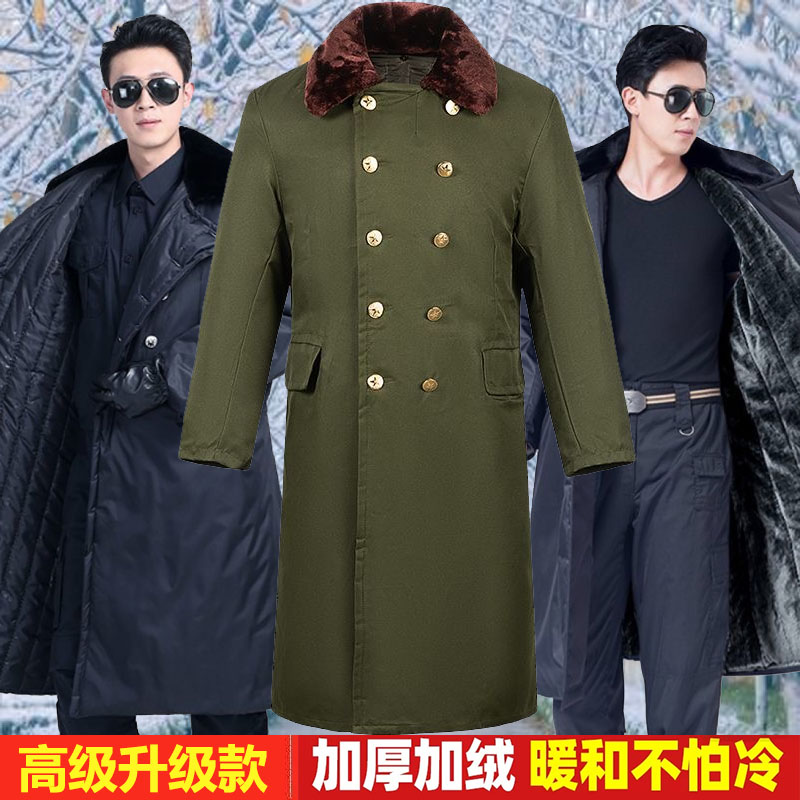 军大衣冬季加绒加厚劳保冷库防寒东北棉服男女款老式棉大衣绿棉袄