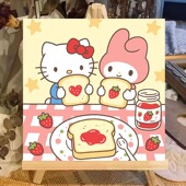 Kitty凯蒂猫数字油画diy手绘儿童丙烯油彩画礼物装 新款 Hello 饰画