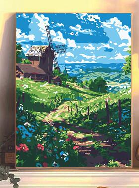 diy数字油画玫瑰手工填色油彩画治愈简单花卉客厅装饰画挂画礼物
