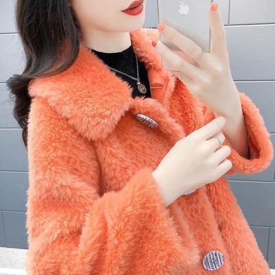 羊剪绒皮草外套女短款年新款年轻款仿仿皮毛小个子一体简约百搭范