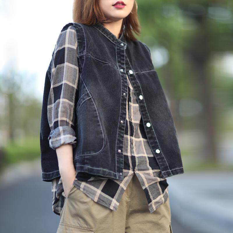 复古文艺牛仔背心马甲女宽松百搭时尚减龄无袖坎肩马夹上衣外套潮
