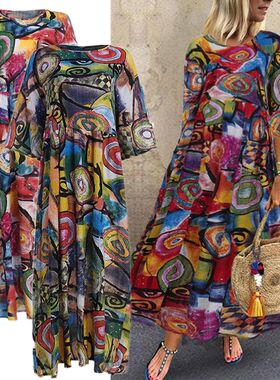 Summer fashion plus size print women dresses ladies dress 女