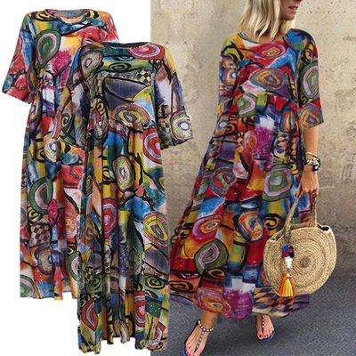 Summer fashion plus size print women dresses ladies dress 女