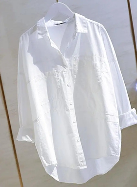 Korean style loose casual lapel shirt top 休闲衬衣双口袋女士