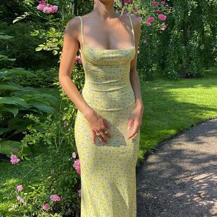 吊带印花露背连衣裙女Bodycon Strapless Printed Backless Dress