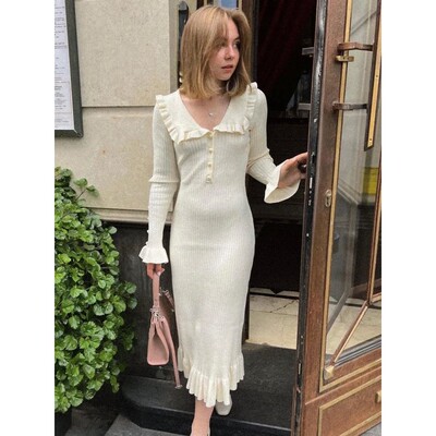 Lotus leaf edge splicing long skirt women 荷叶边拼接中长裙女