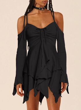 Solid color pleated sleeveless slim fit dress 纯色抽褶连衣裙