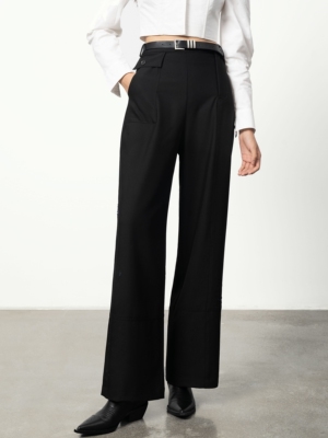 牛仔拼接JOHNNYWU原创直筒西装裤